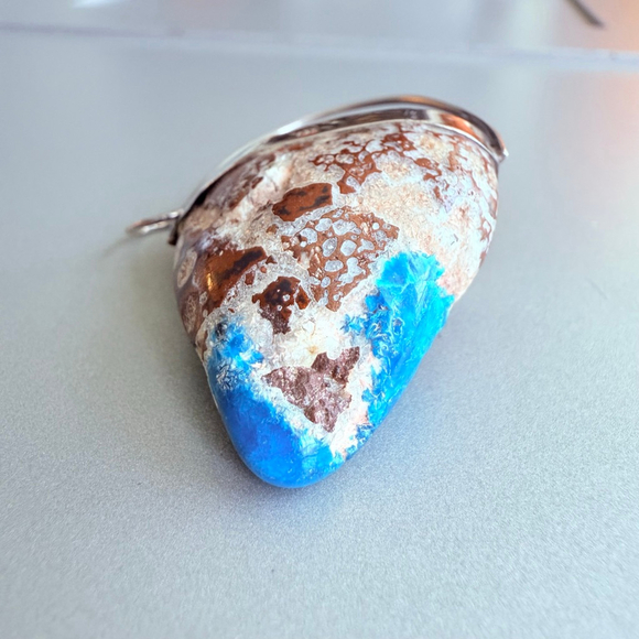 Artisan Large Natural 76.3 CT Cavansite Crystal Sterling 925 Silver Pendant - Picture 5 of 8